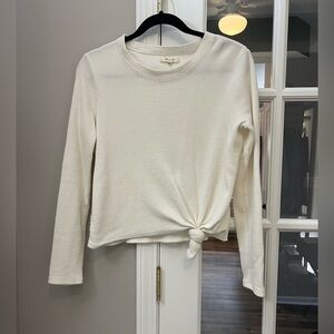 Madewell Women's Ivory Long Sleeve Knotted Top sz S